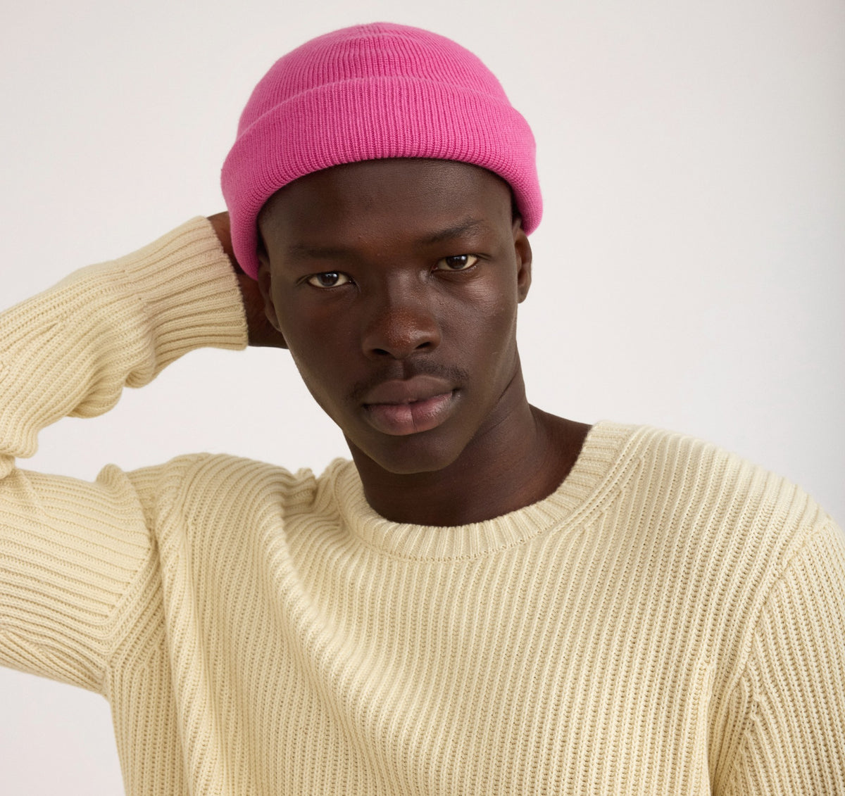 ANTHROPOLOGIE Ribbed Knit Beanie - Pink/Rose - OS NWT Cherry Blossom Front Fold Ribbed Knit Beanie | Lime Lush  main image 3