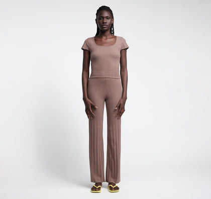 Pointelle Straight Leg Pants