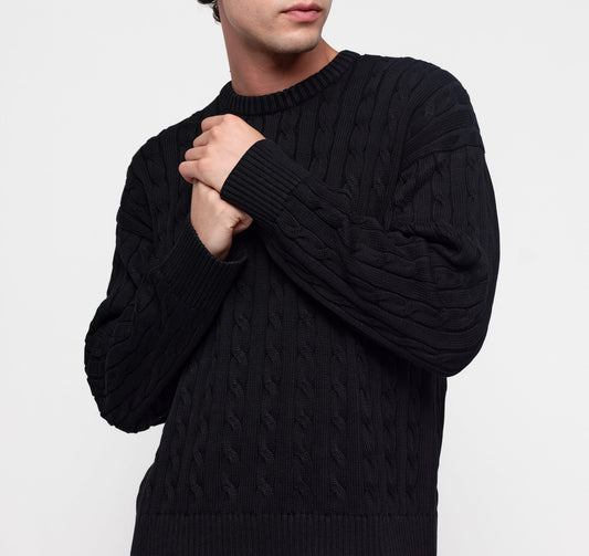 True Knit Boxy Fit Cable Sweater