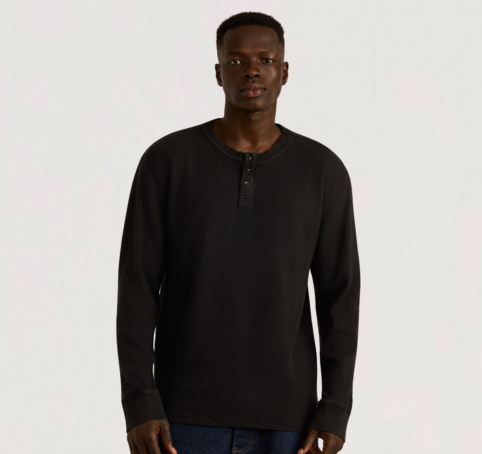 Waffle Henley Long Sleeve | Only € 25 | Organic Basics