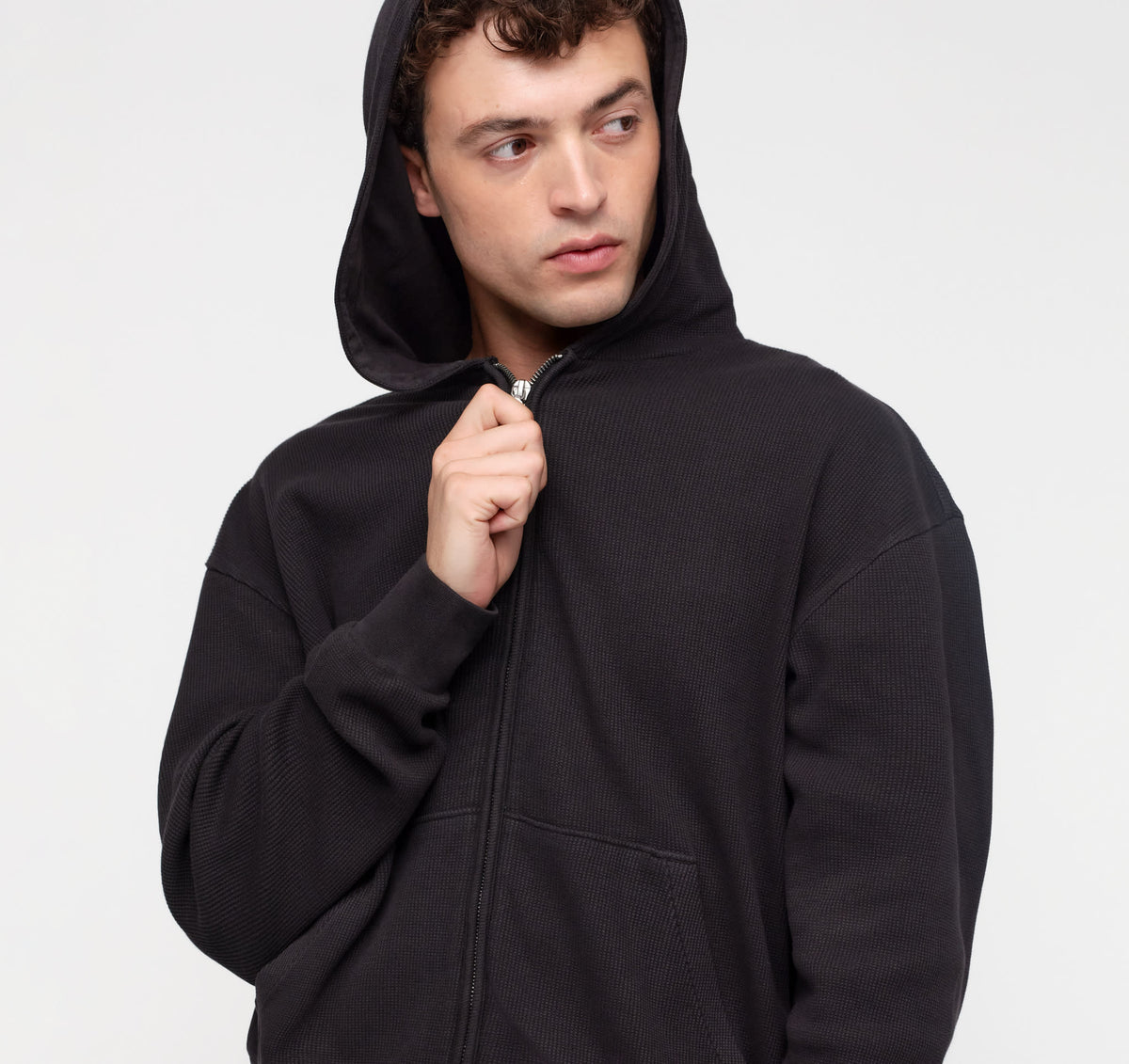 Waffle Zip Hoodie