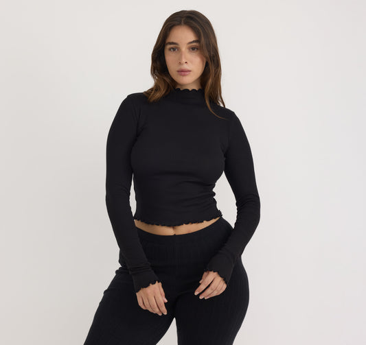 Core Rib Mock Neck Long Sleeve Tee