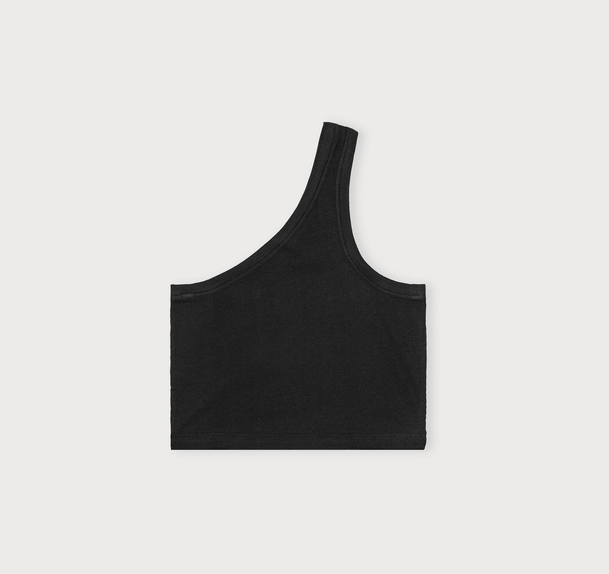 Black ribbed one shoulder top outlet