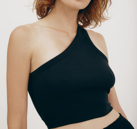 Core Rib One Shoulder Crop Top