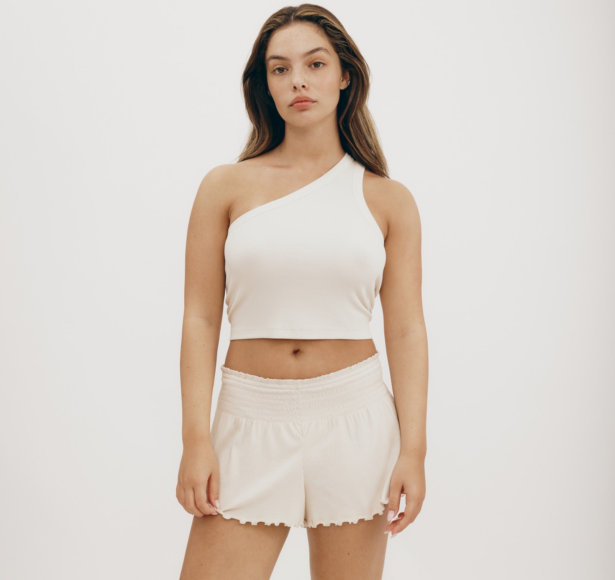 One shoulder rib top hot sale