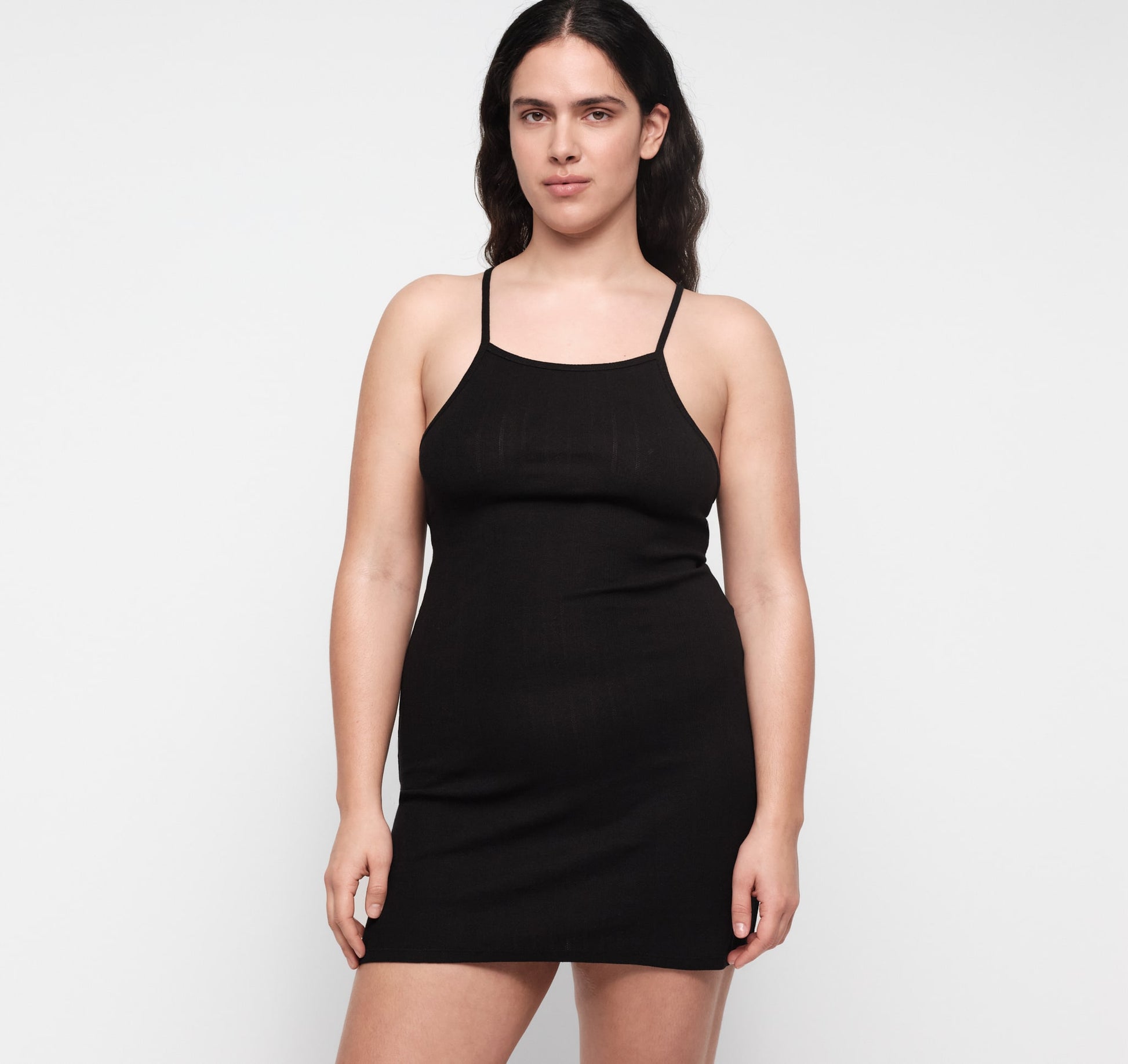 black pointelle mini dress Guizio Eileen Pointelle Dress Black / L