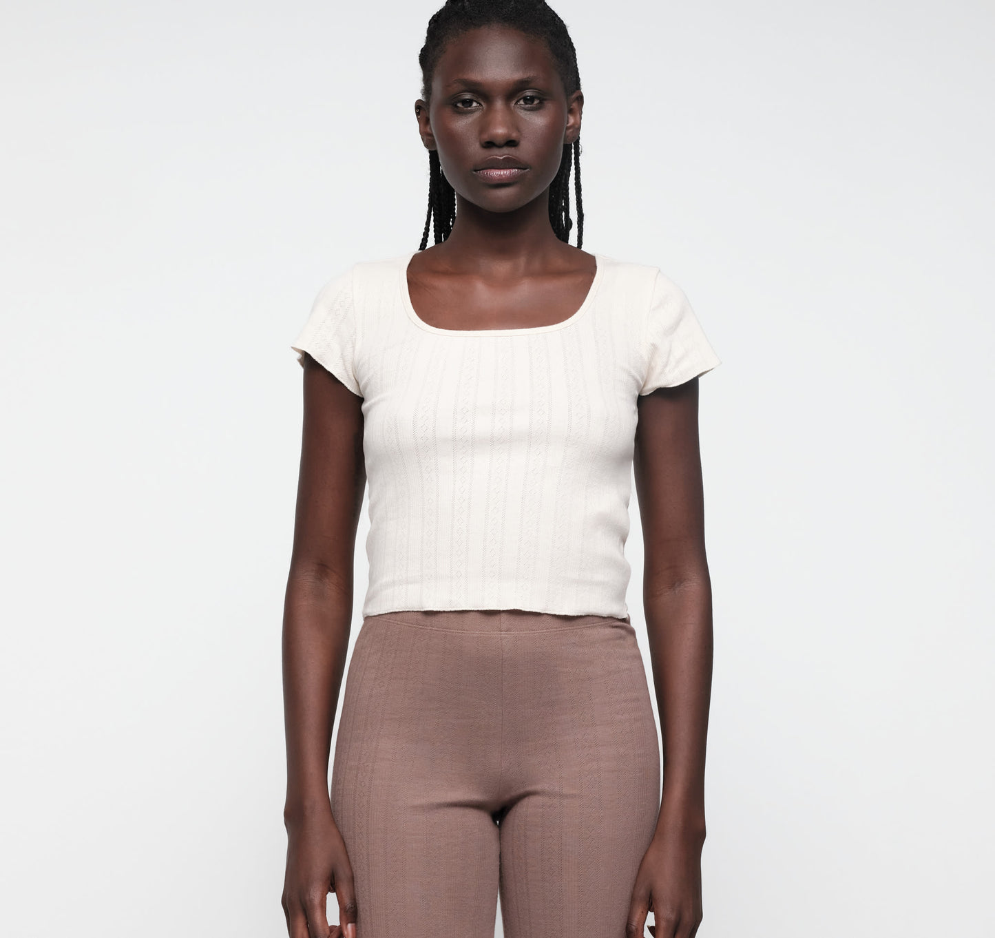 Pointelle Square Neck Tee