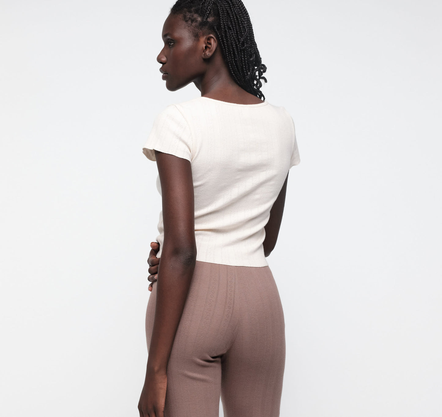 Pointelle Square Neck Tee