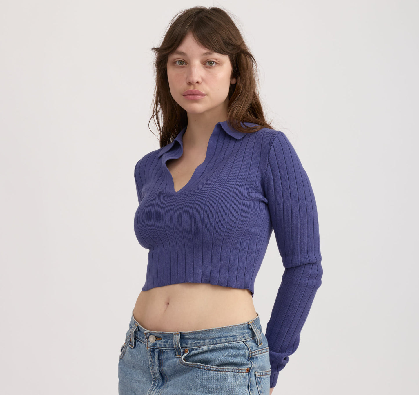 Soft Knit Rib V-Neck Polo