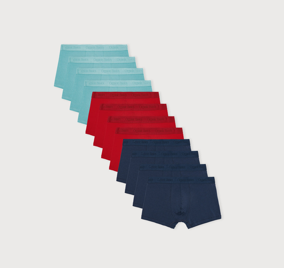 Core Trunks 12-Pack - Air / Cherry Red / Midnight Blue – organic cotton