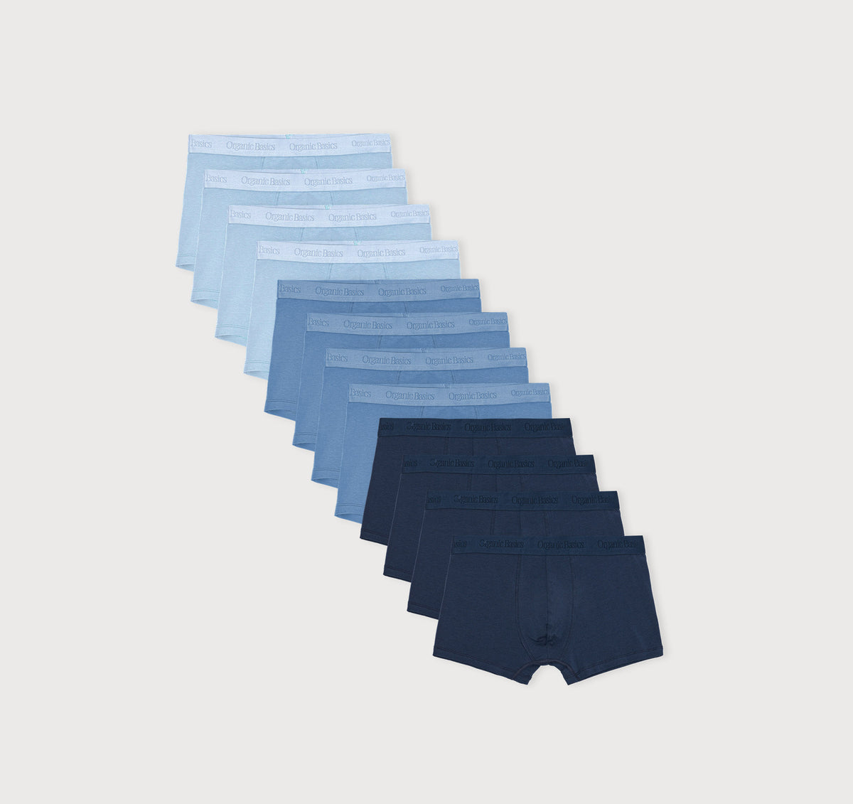 Core Trunks 12-Pack - Cloudy Blue / Stone Blue / Midnight Blue – organic cotton