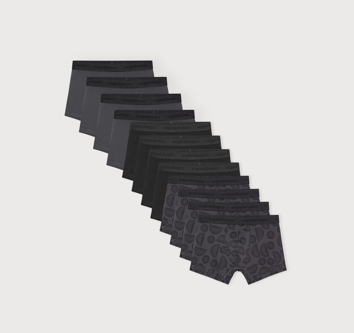 Core Trunks 12-Pack - Slate+Black/ Black/ Slate Orb Print – organic cotton