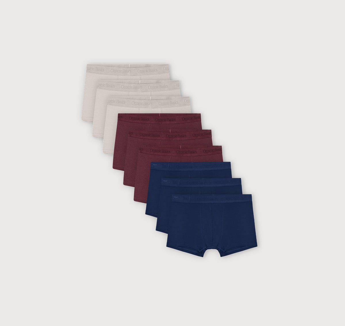 Core Trunks 12-Pack - Stone Grey / Plum / Deep Navy – organic cotton