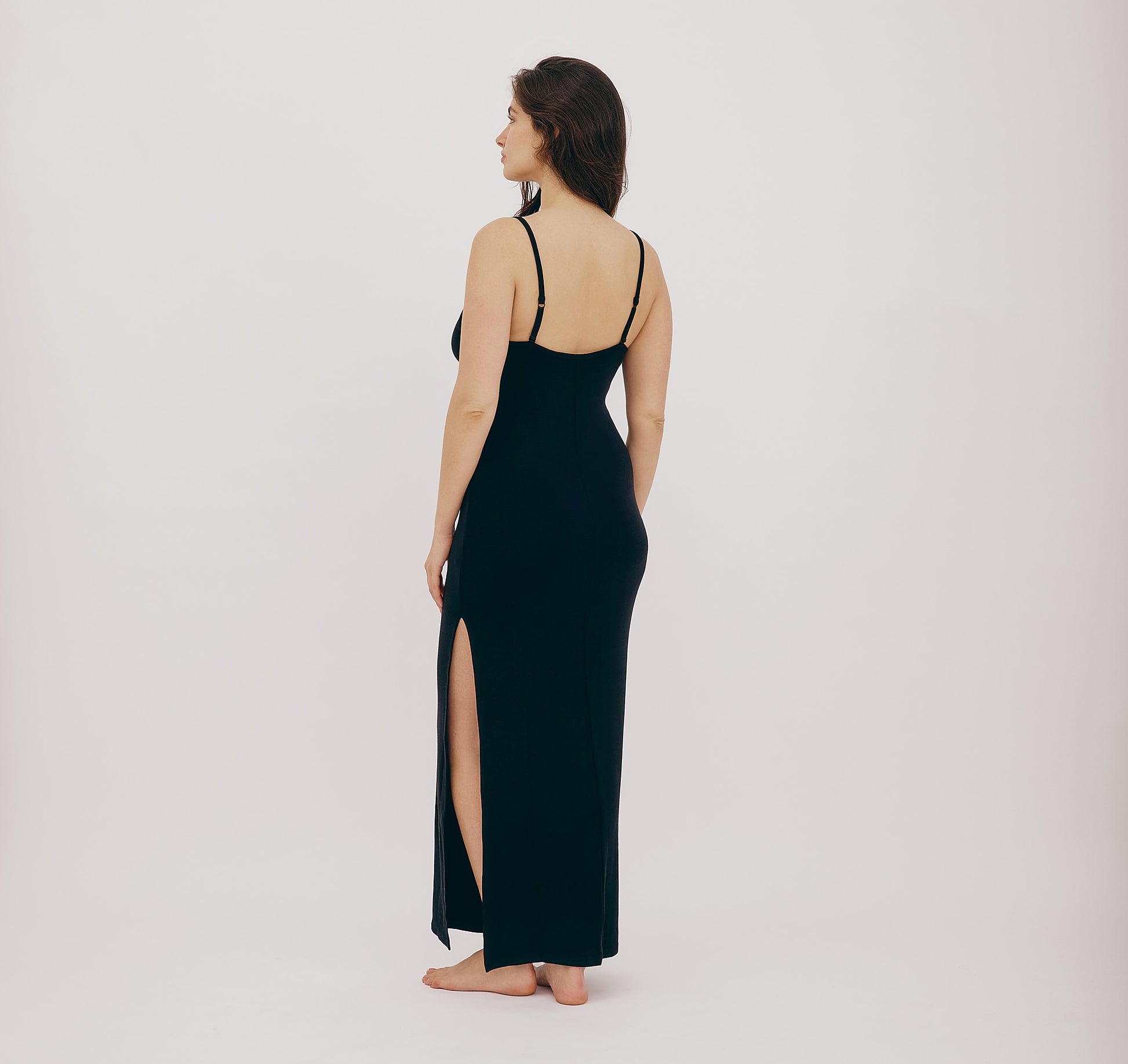 tencel rib knit maxi slip dress Tencel Rib Knit Maxi Slip Dress in Carbon Grey