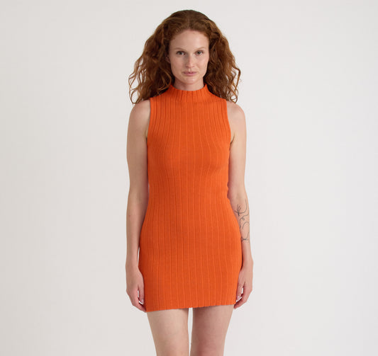 Soft Knit Rib Mock Neck Dress