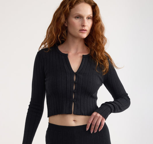 Soft Knit Rib Crop Cardigan