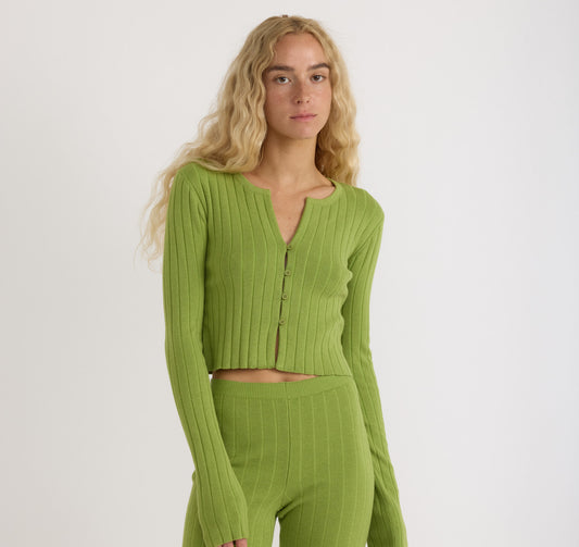 Soft Knit Rib Crop Cardigan