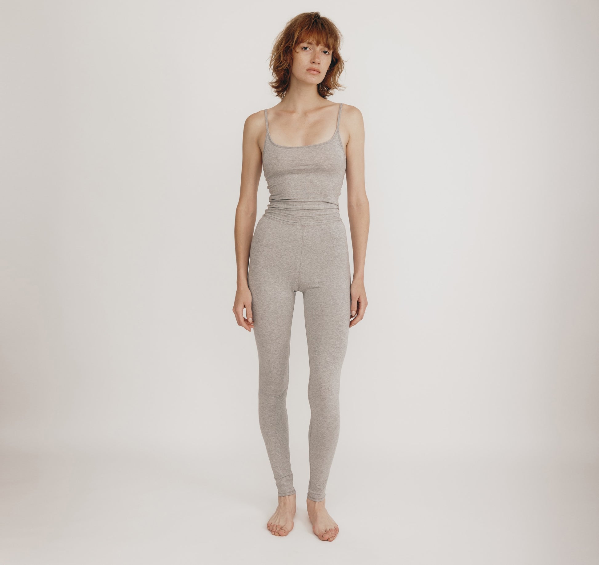 Girl's Super Combed Cotton Elastane Stretch Slim Fit Leggings - Light Grey  Melange