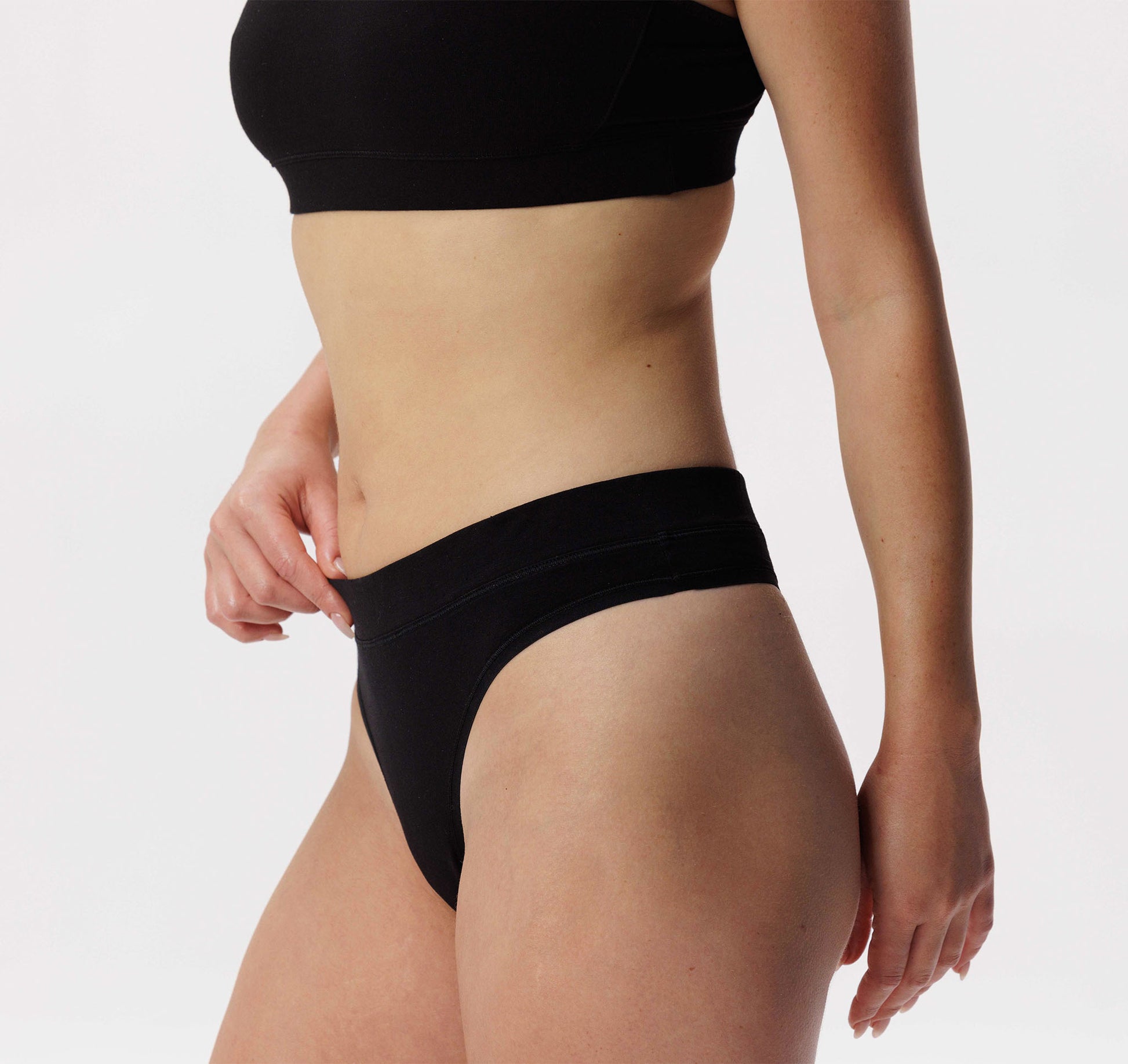 2 pack of black high waist knickers in organic cotton