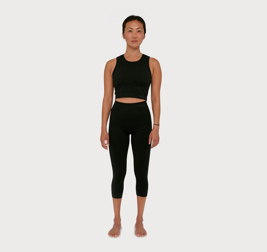 GOTS black pleated high waisted organic cotton leggings - XS – La Boutique  du Yoga-Lausanne